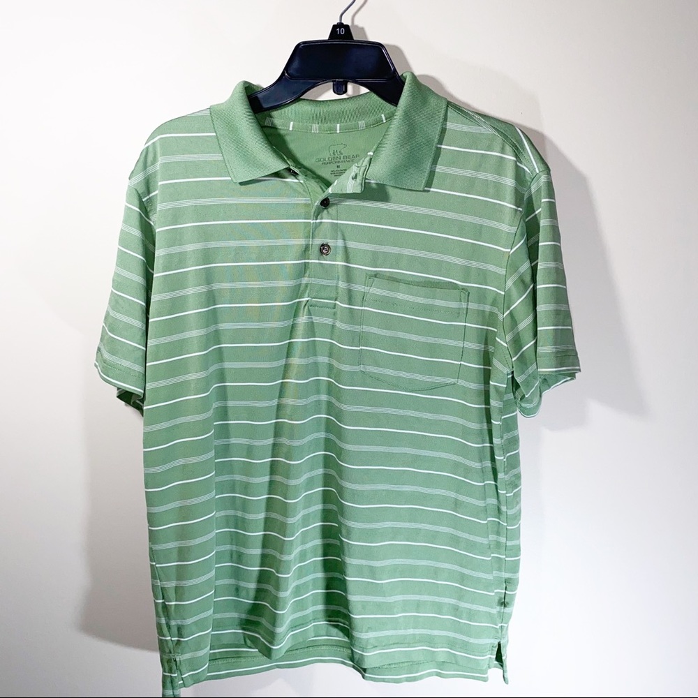 Golden Bear Green Striped Polo shirt size Medium